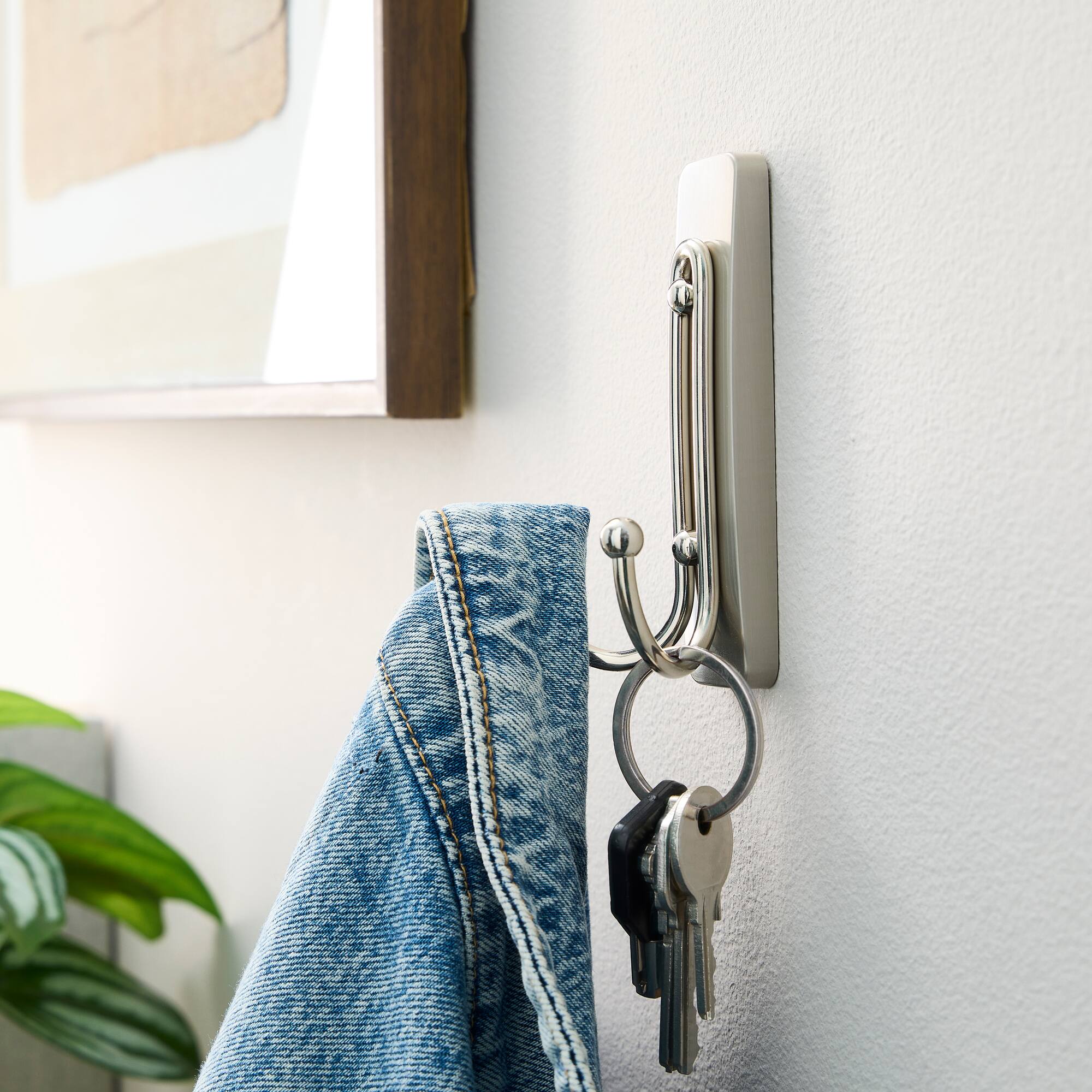 Command™ Decorative Double Hooks, Brushed Nickel